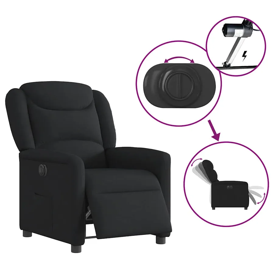 Fauteuil inclinable électrique Noir Tissu - 8