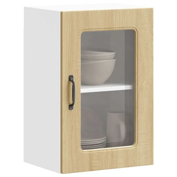 Armoire murale de cuisine avec porte vitrée "Kalmar" en bois d'ingénierie chêne Sonoma