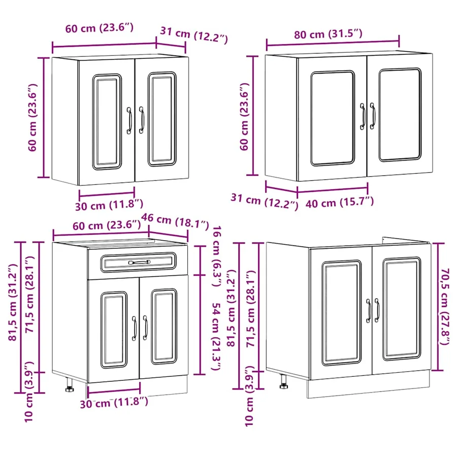Ensemble d'armoires de cuisine 4 pcs Kalmar bois d'ingénierie - 8