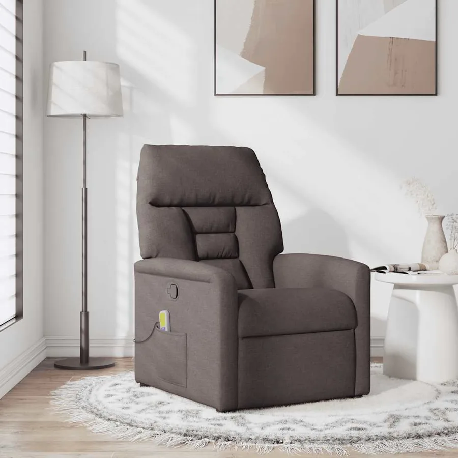 Fauteuil de massage inclinable Marron foncé Tissu - 2