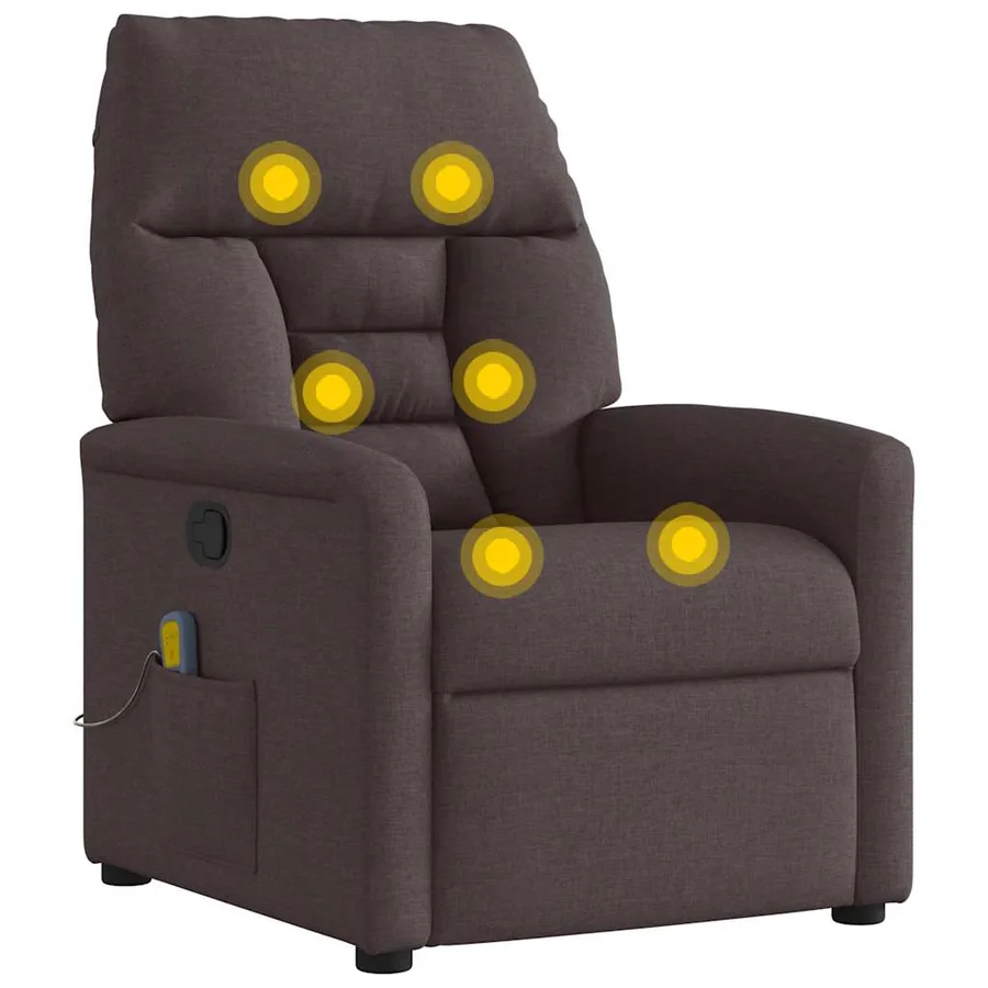 Fauteuil de massage inclinable Marron foncé Tissu - 7