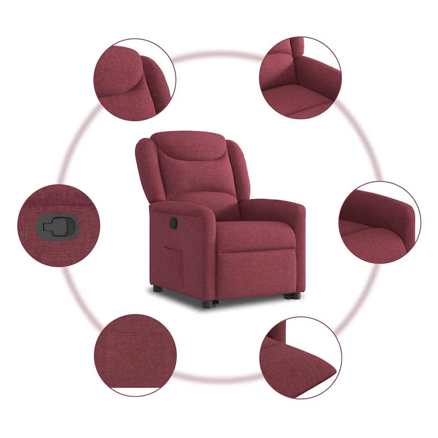 Fauteuil inclinable rouge bordeaux tissu - 10