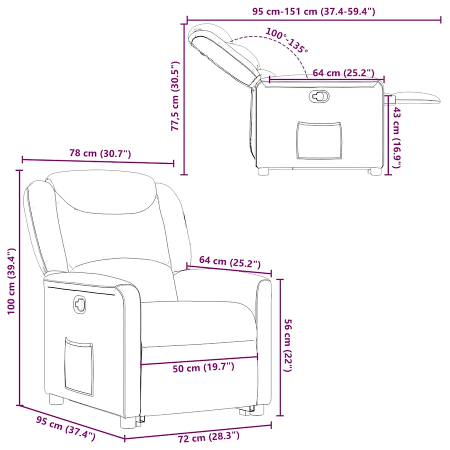 Fauteuil inclinable rouge bordeaux tissu - 15