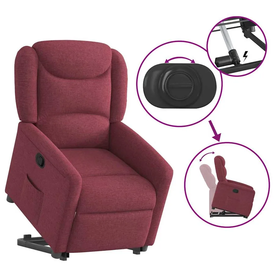 Fauteuil inclinable rouge bordeaux tissu - 8