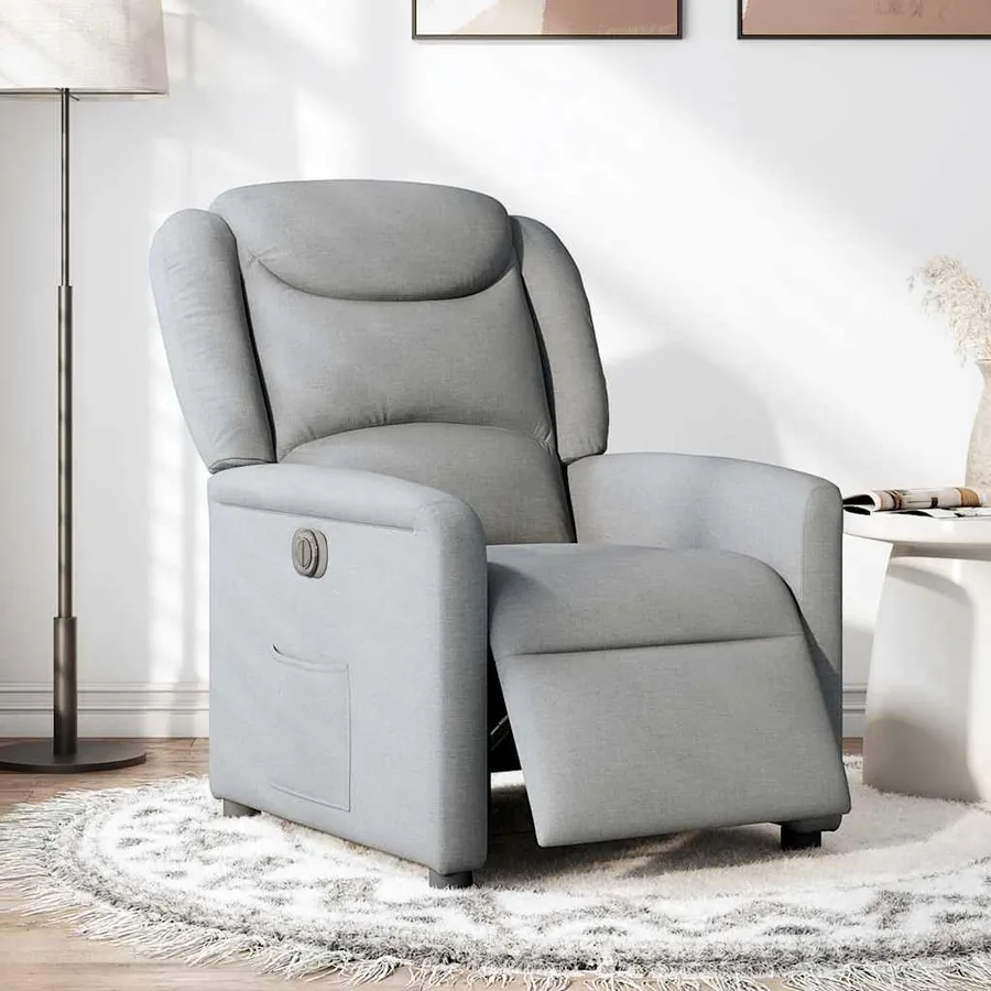 Fauteuil inclinable électrique Gris clair Tissu - 2