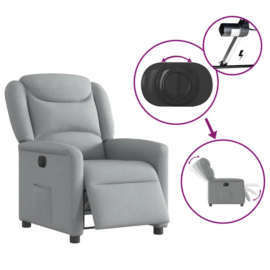 Fauteuil inclinable électrique Gris clair Tissu - 8