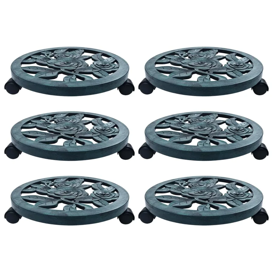 Chariots pour plantes 6 pcs Vert 38 cm Plastique