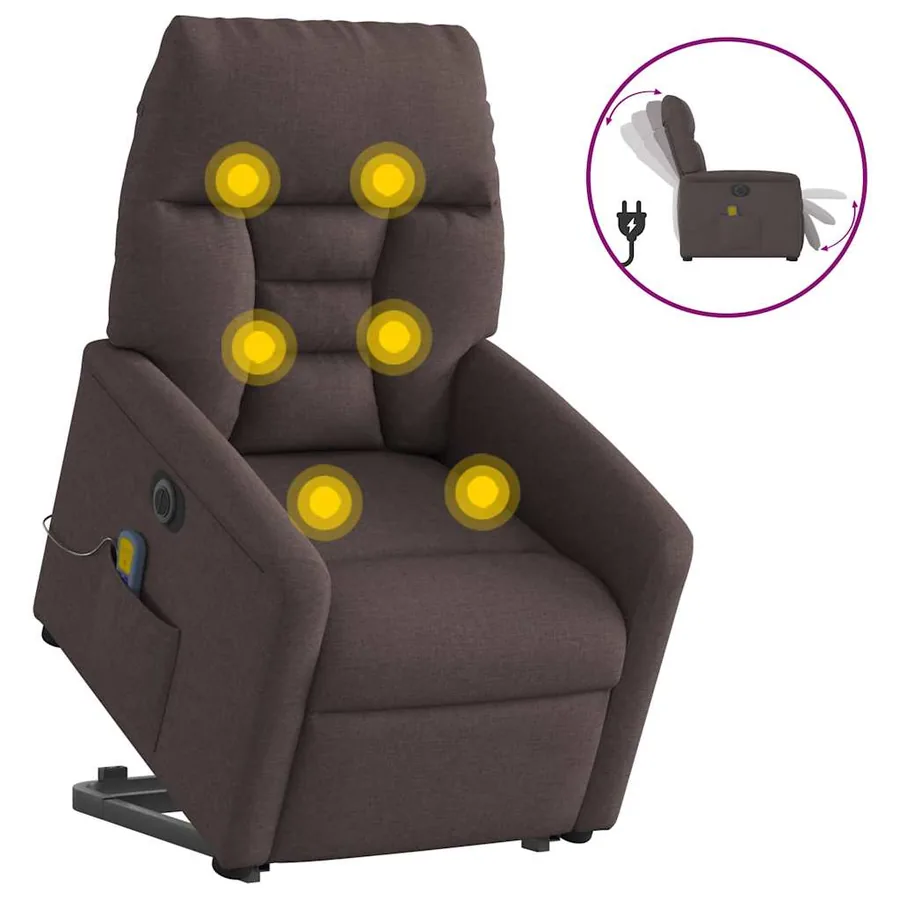 Fauteuil inclinable de massage électrique Marron foncé Tissu