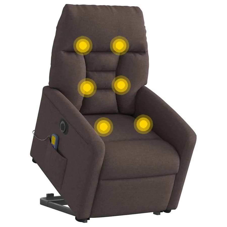 Fauteuil inclinable de massage électrique Marron foncé Tissu - 3