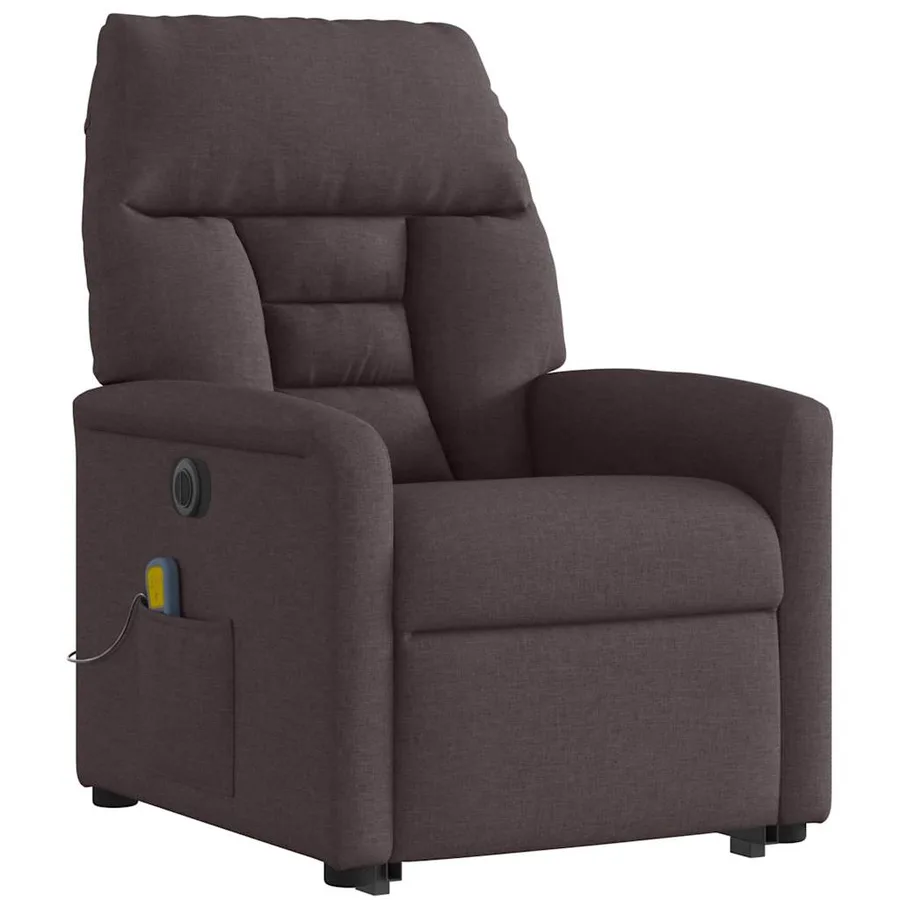 Fauteuil inclinable de massage électrique Marron foncé Tissu - 4