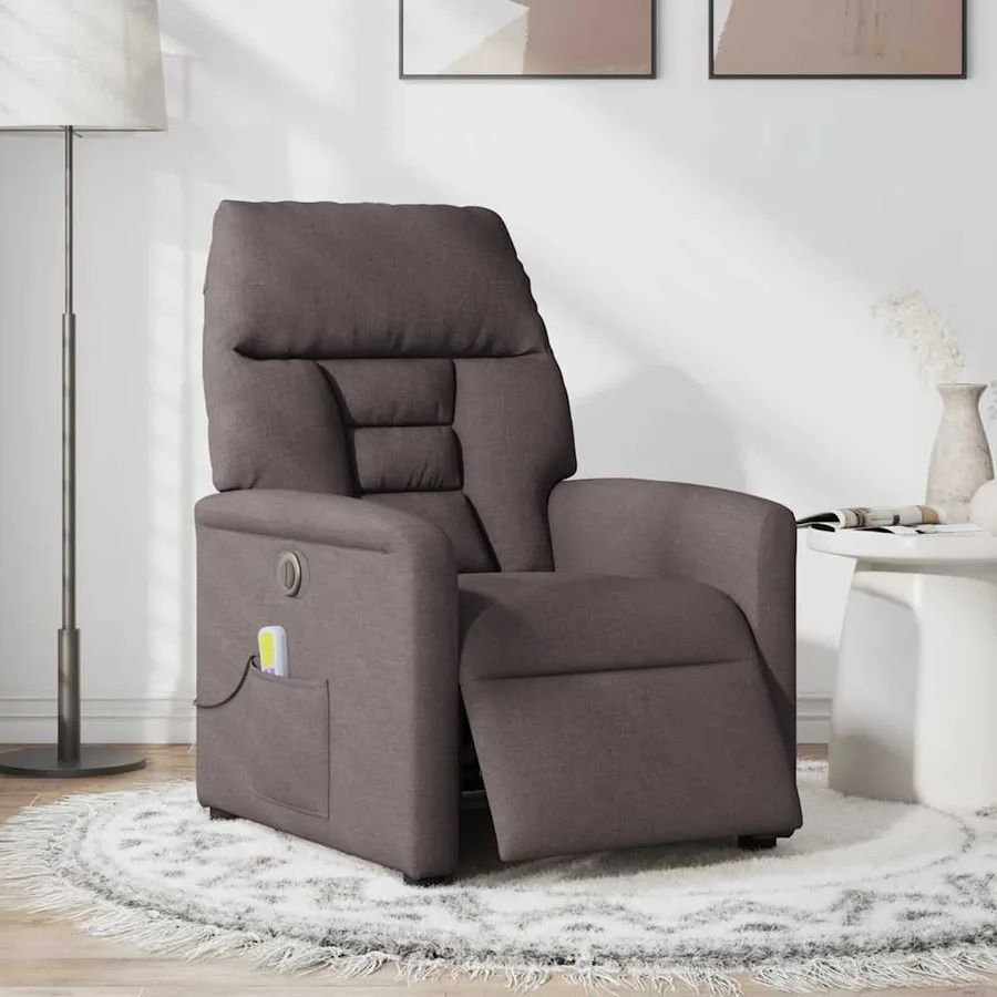 Fauteuil de massage inclinable électrique Marron foncé Tissu - 2