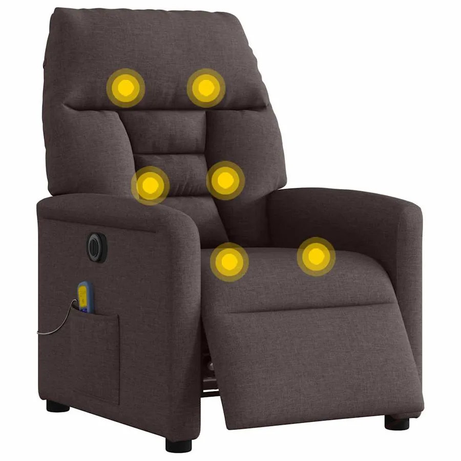 Fauteuil de massage inclinable électrique Marron foncé Tissu - 3