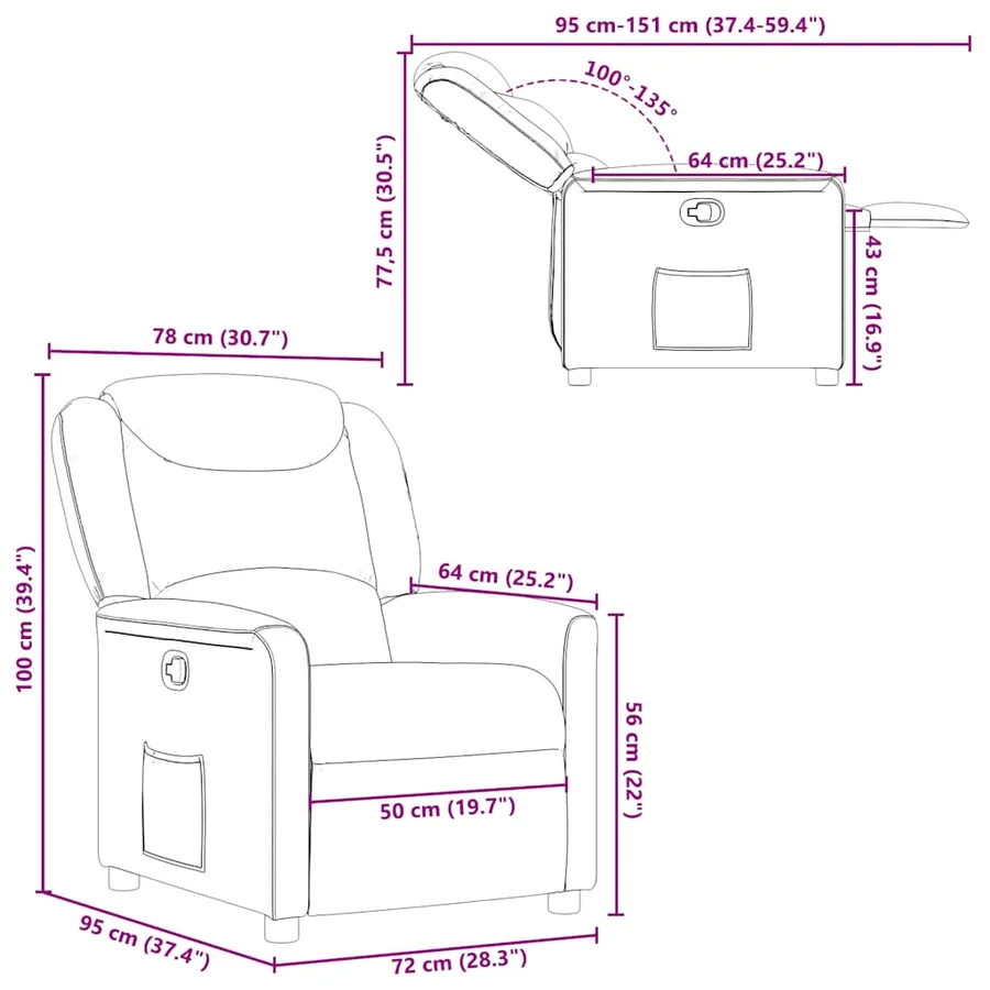 Fauteuil inclinable gris nuage tissu - 11