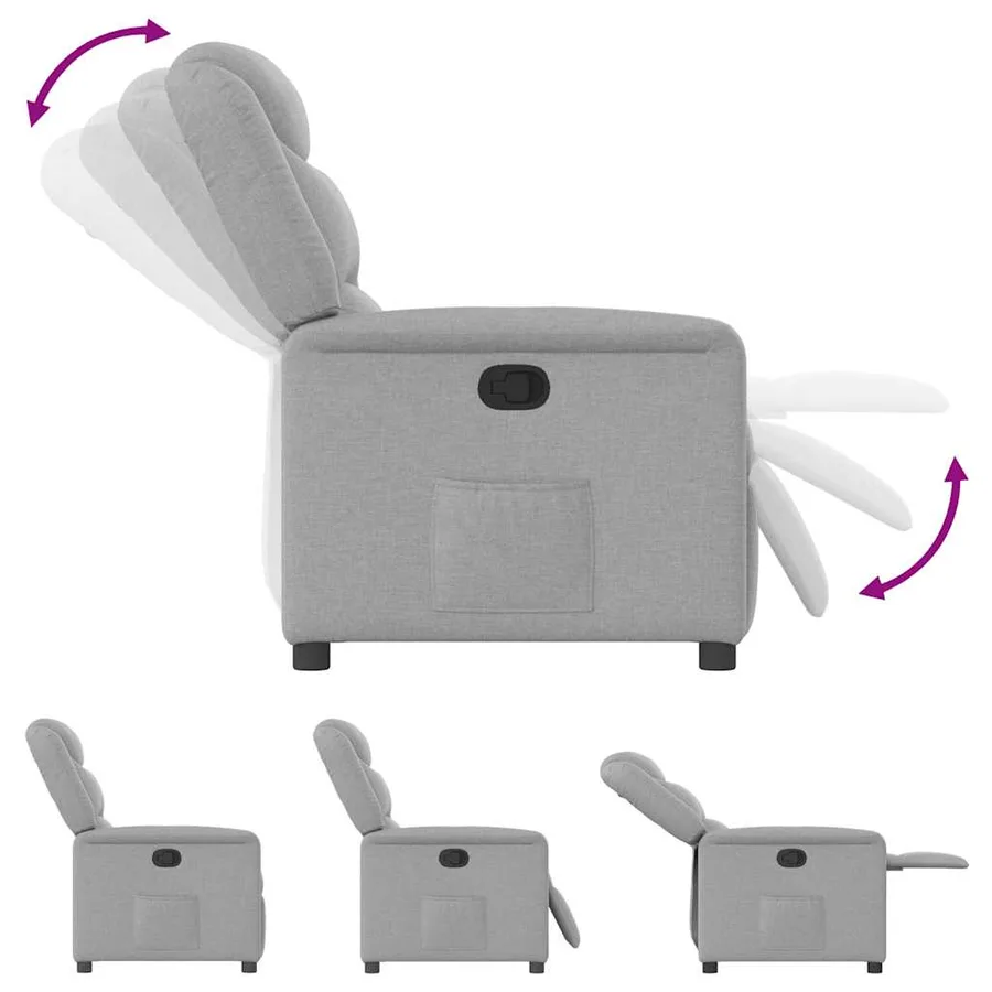 Fauteuil inclinable gris nuage tissu - 6