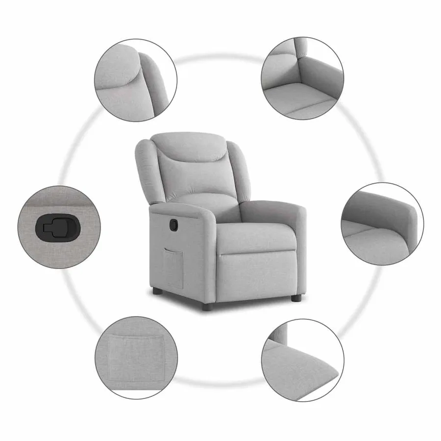 Fauteuil inclinable gris nuage tissu - 8