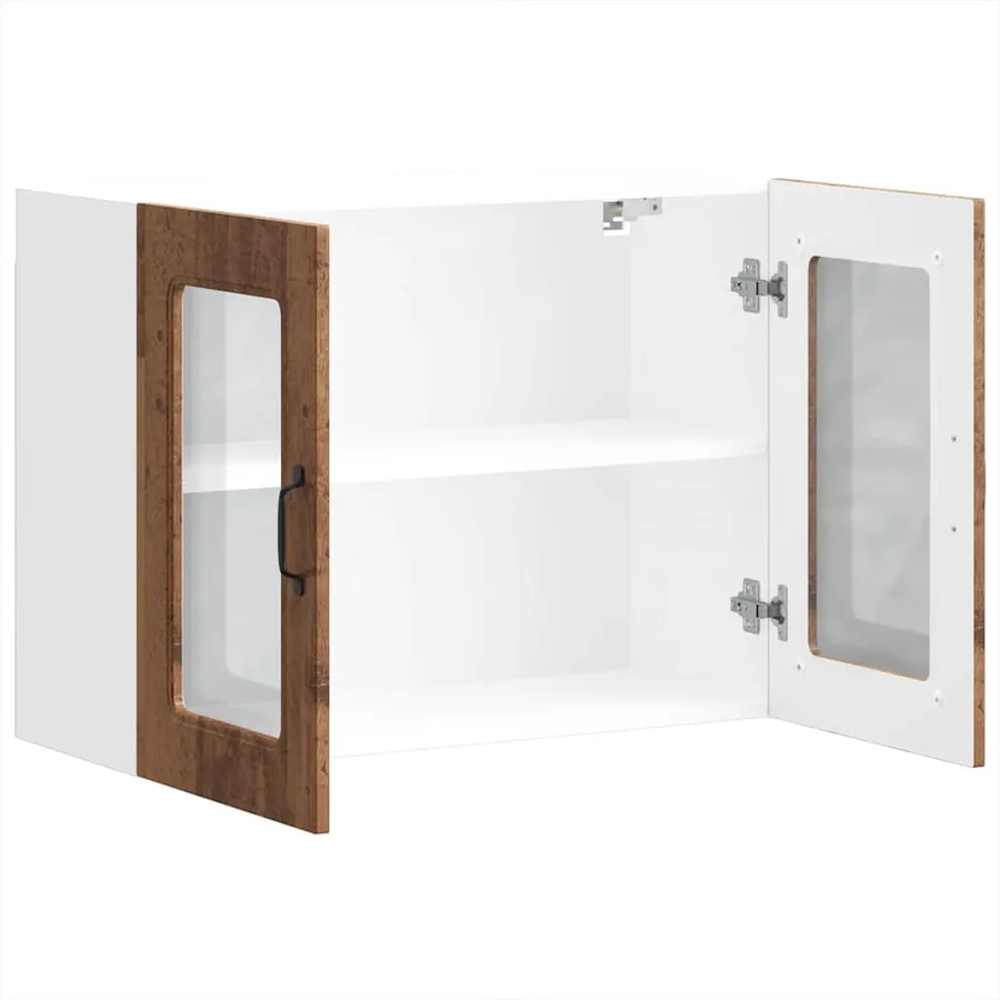 Armoire murale de cuisine avec porte en verre Kalmar vieux bois - 7