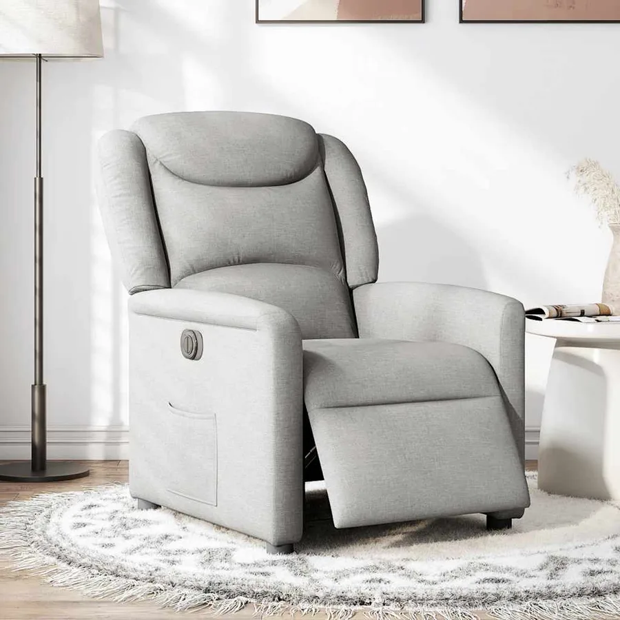 Fauteuil inclinable électrique gris nuage tissu - 2