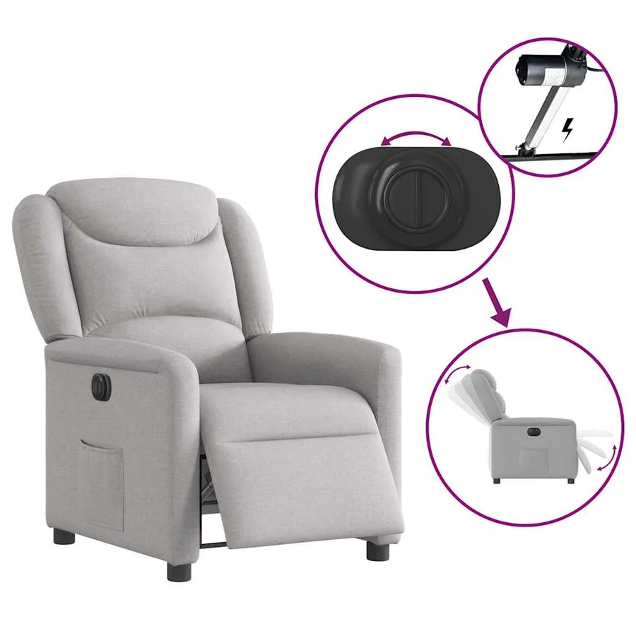 Fauteuil inclinable électrique gris nuage tissu - 8
