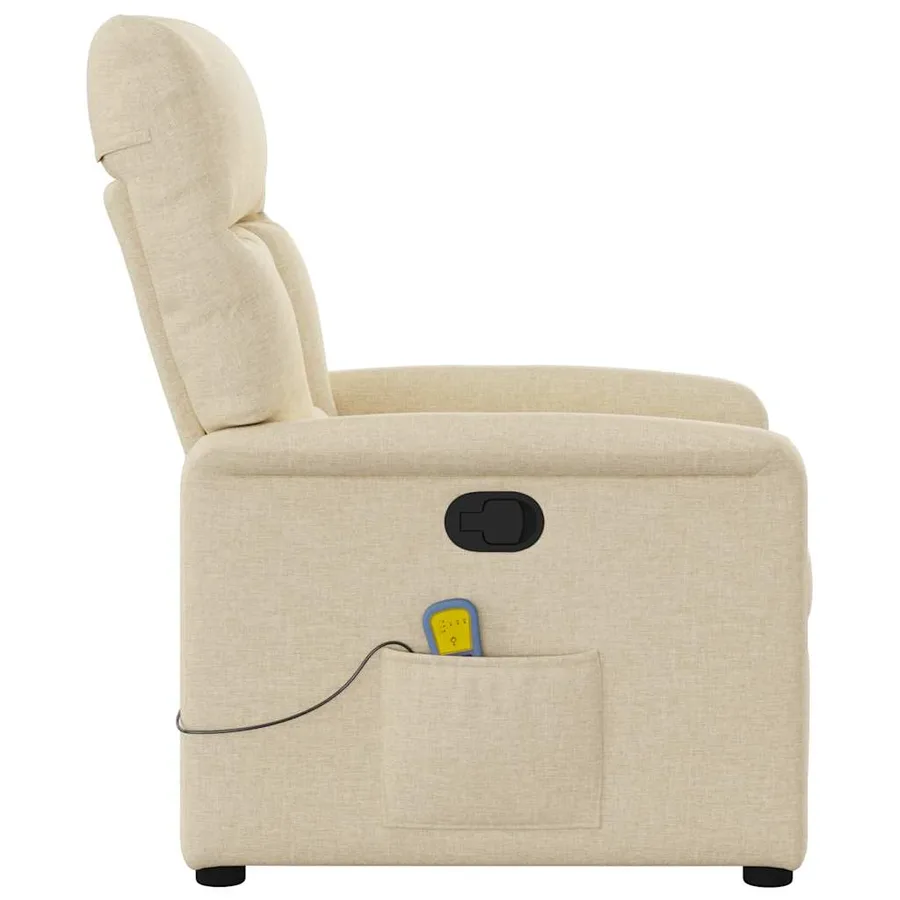 Fauteuil de massage inclinable Crème Tissu - 4