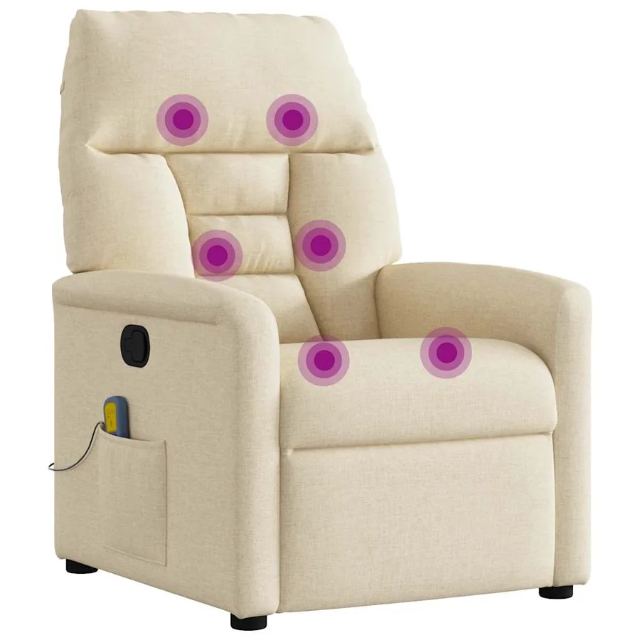 Fauteuil de massage inclinable Crème Tissu - 7