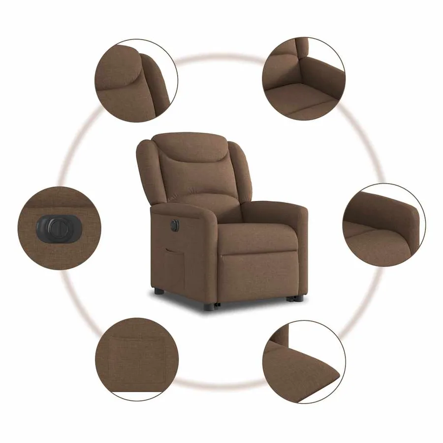 Fauteuil inclinable électrique marron tissu - 11