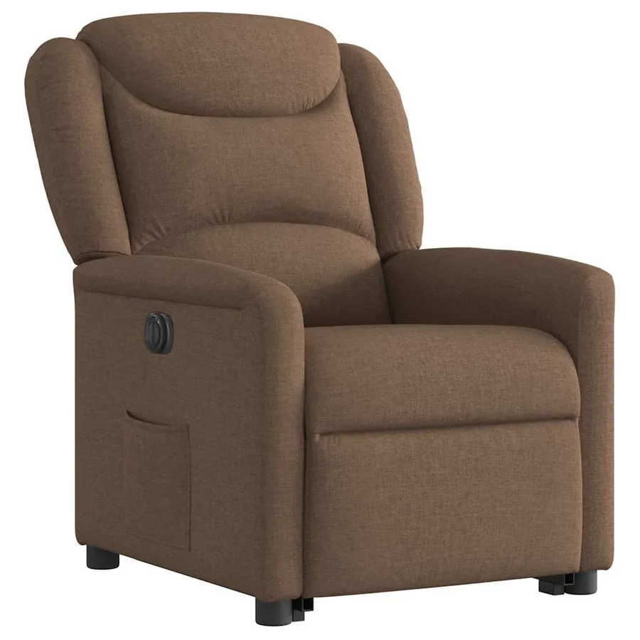 Fauteuil inclinable électrique marron tissu - 4