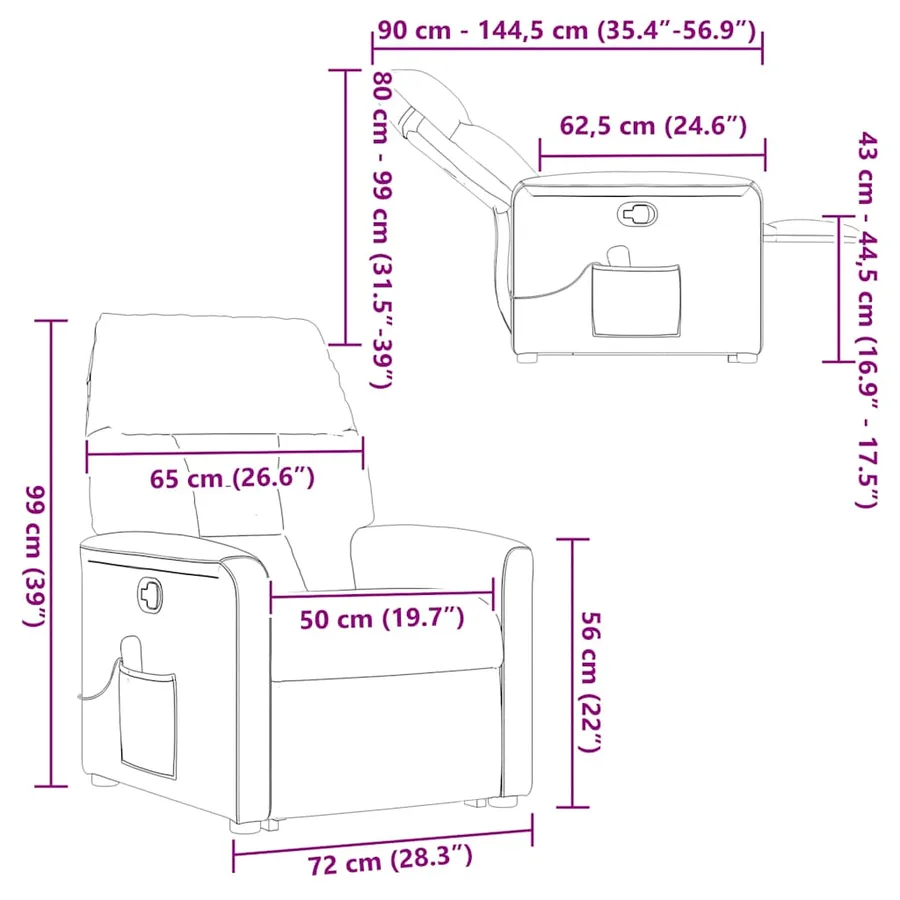 Fauteuil inclinable de massage Crème Tissu - 16
