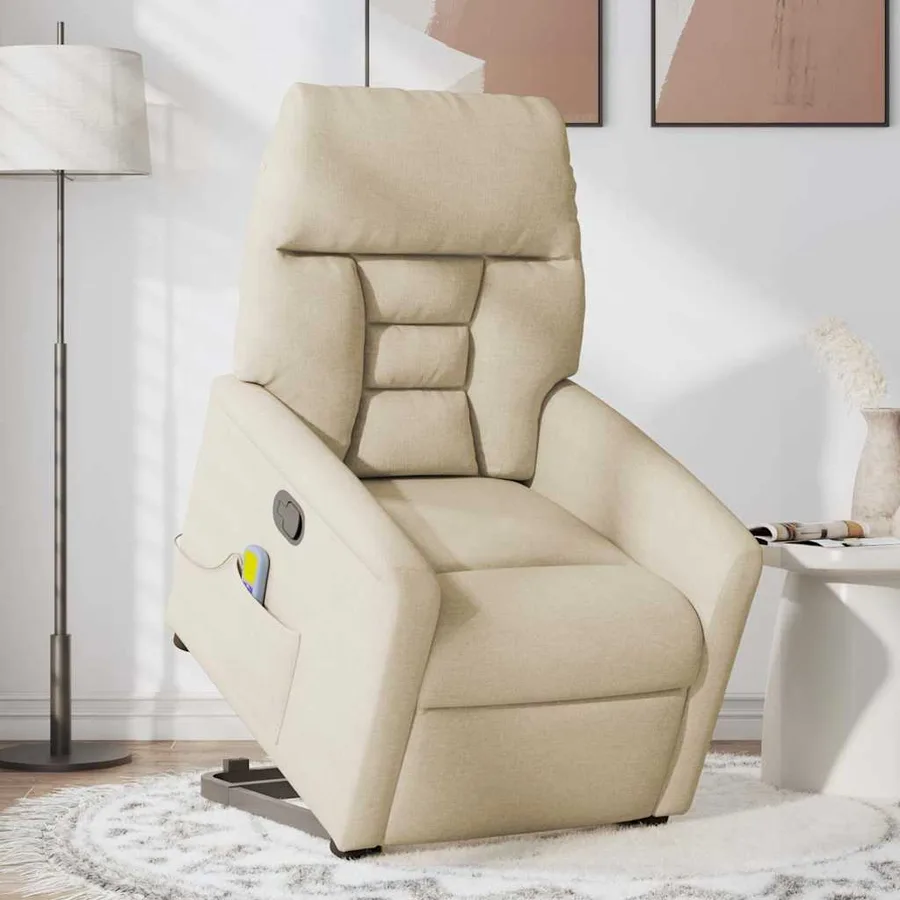 Fauteuil inclinable de massage Crème Tissu - 2