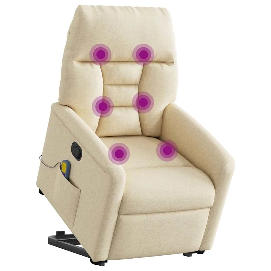 Fauteuil inclinable de massage Crème Tissu - 3