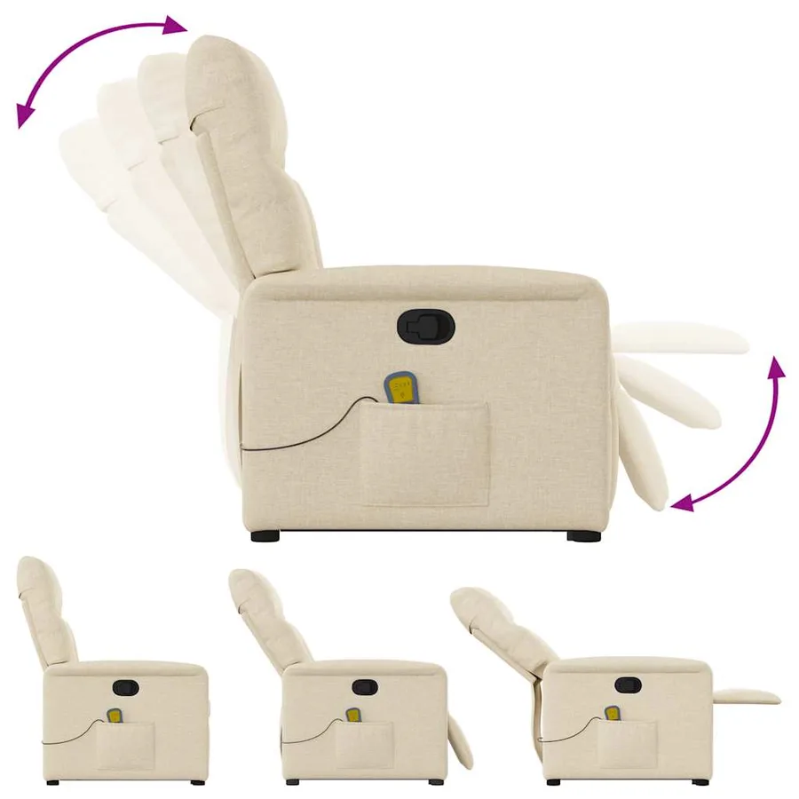 Fauteuil inclinable de massage Crème Tissu - 8