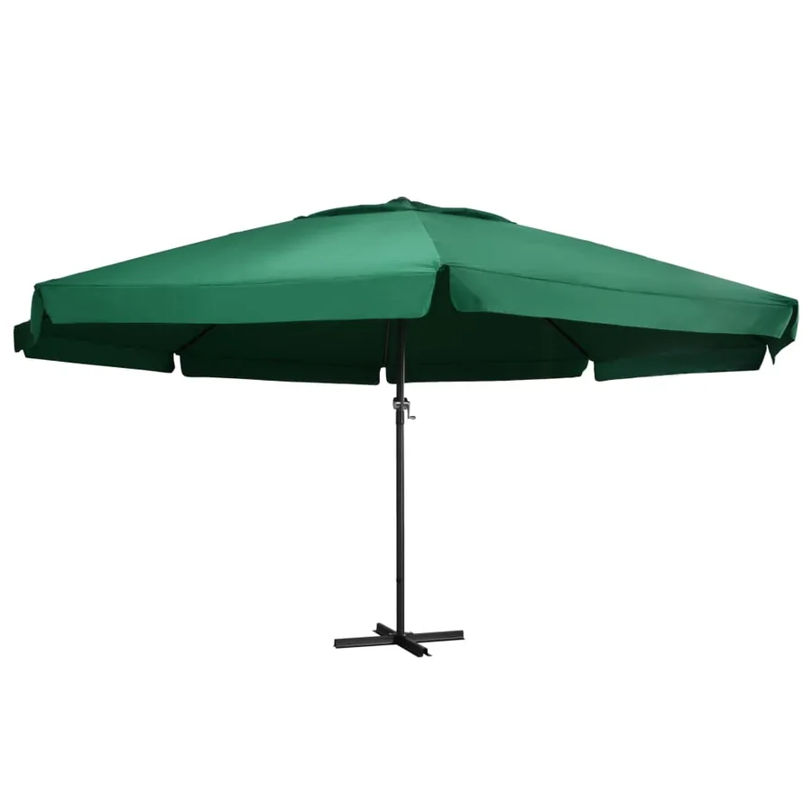 Parasol de jardin avec mât en aluminium 600 cm vert