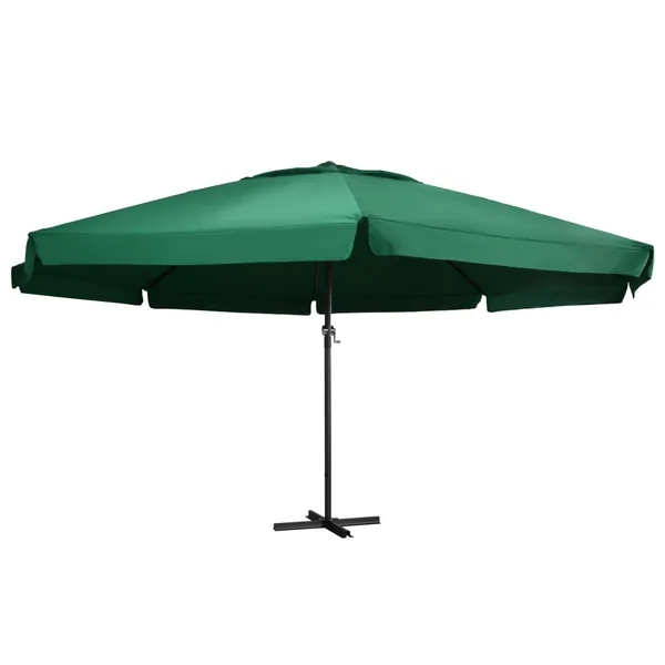 Parasol de jardin avec mât en aluminium 600 cm vert