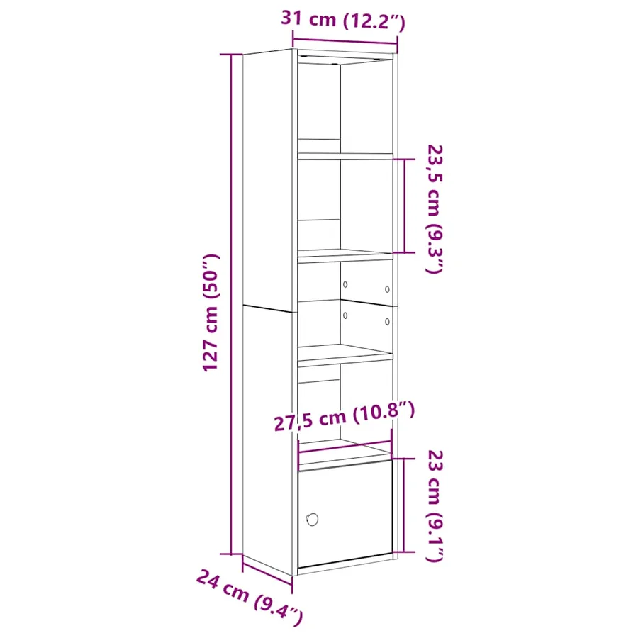 Bibliothèque sonoma gris 31x24x127 cm bois d'ingénierie - 10