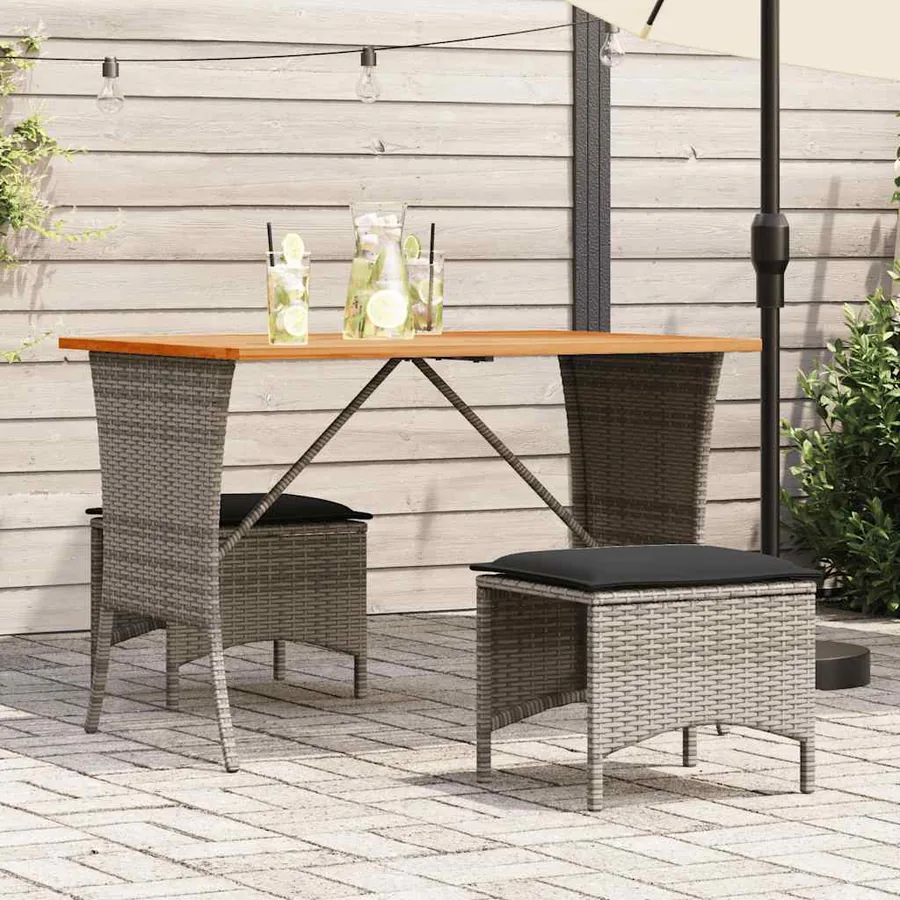 Ensemble à manger de jardin 3 pcs coussins gris résine tressée