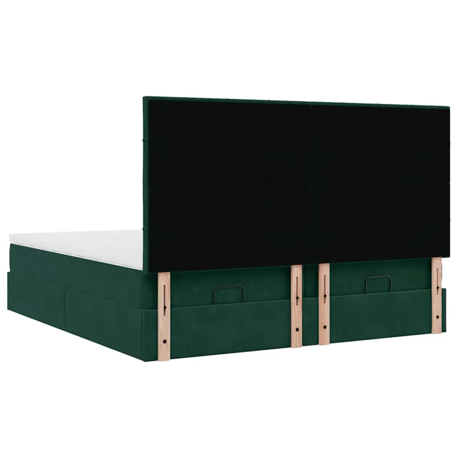 Cadre de lit ottoman avec matelas vert foncé 180x200cm velours - 9