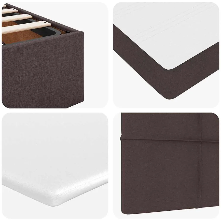 Cadre de lit ottoman avec matelas marron foncé 90x190 cm tissu - 13