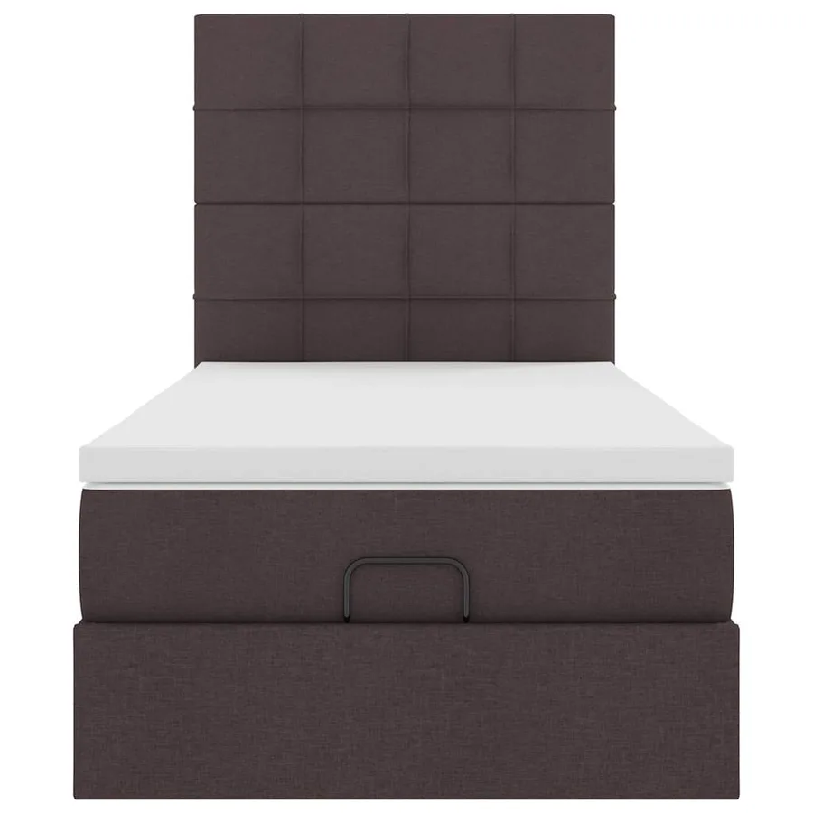 Cadre de lit ottoman avec matelas marron foncé 90x190 cm tissu - 7