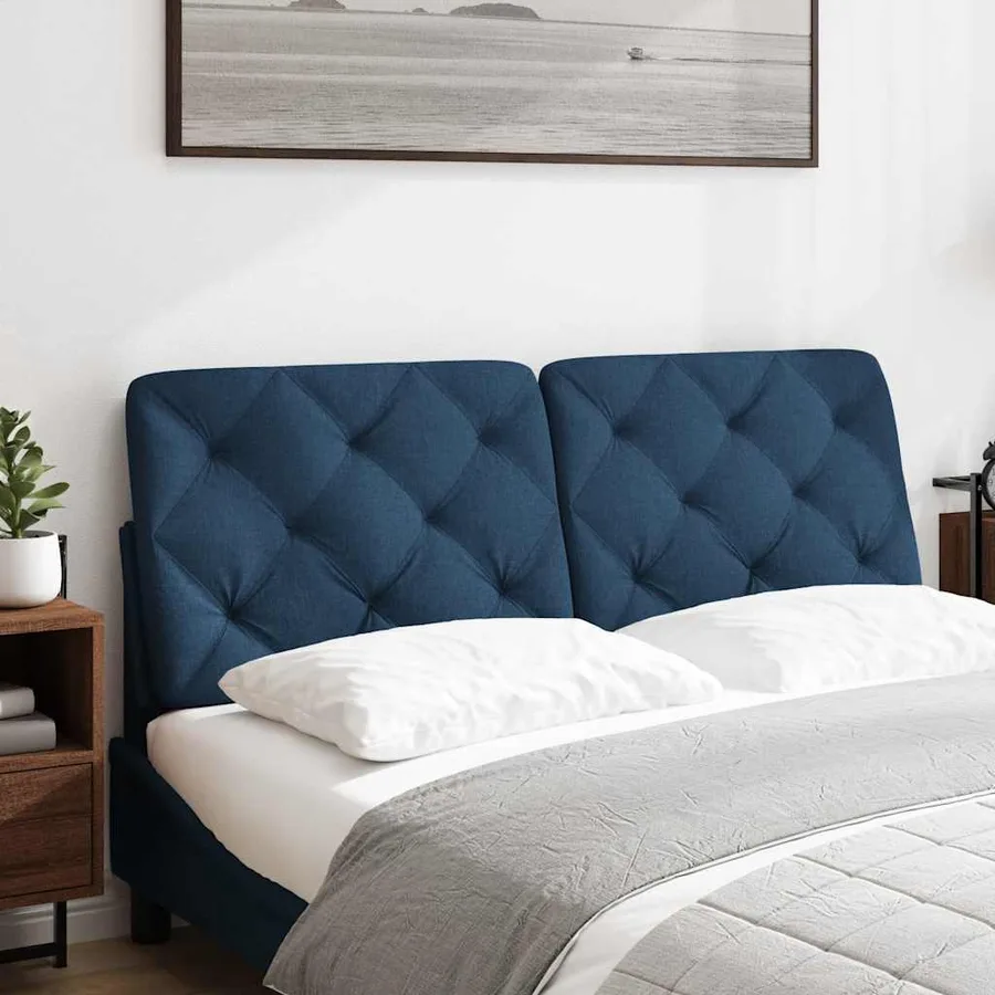 Coussin de tête de lit bleu 120 cm tissu - 2