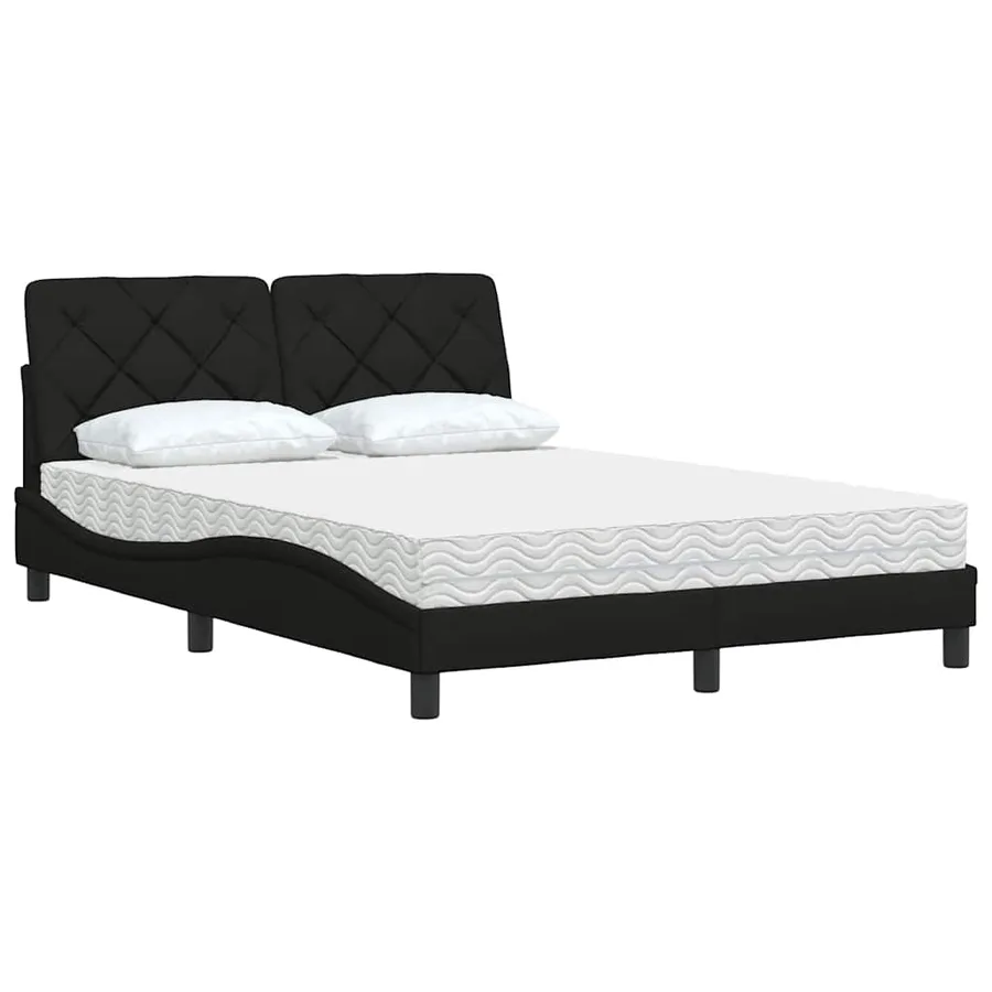 Lit avec matelas noir 120x200 cm tissu - 4