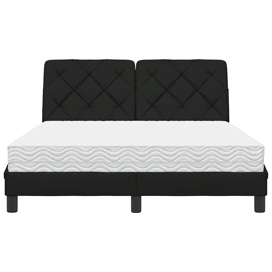 Lit avec matelas noir 120x200 cm tissu - 5