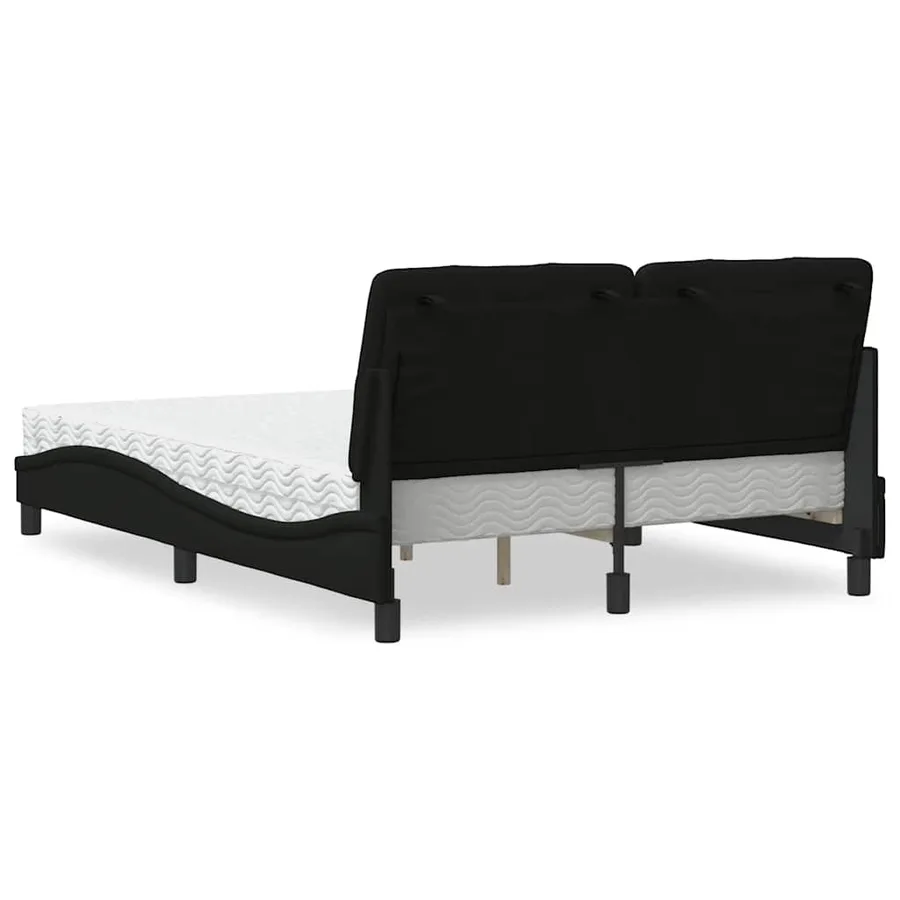 Lit avec matelas noir 120x200 cm tissu - 7