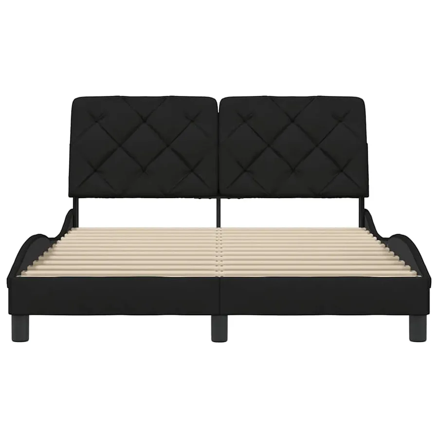 Cadre de lit sans matelas noir 120x200 cm tissu - 5