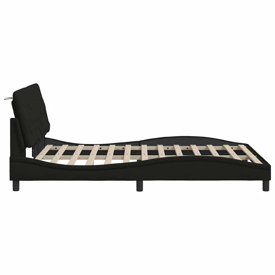 Cadre de lit sans matelas noir 120x200 cm tissu - 8
