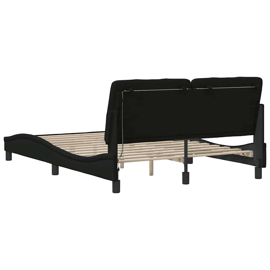Cadre de lit avec LED sans matelas noir 120x200 cm tissu - 10