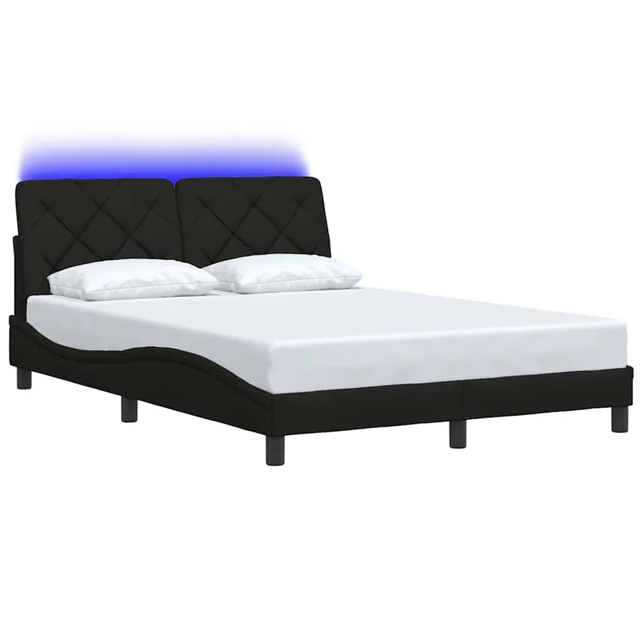 Cadre de lit avec LED sans matelas noir 120x200 cm tissu - 3