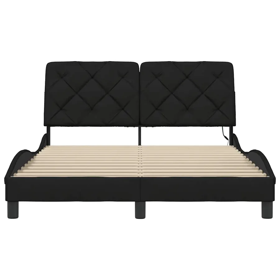 Cadre de lit avec LED sans matelas noir 120x200 cm tissu - 5