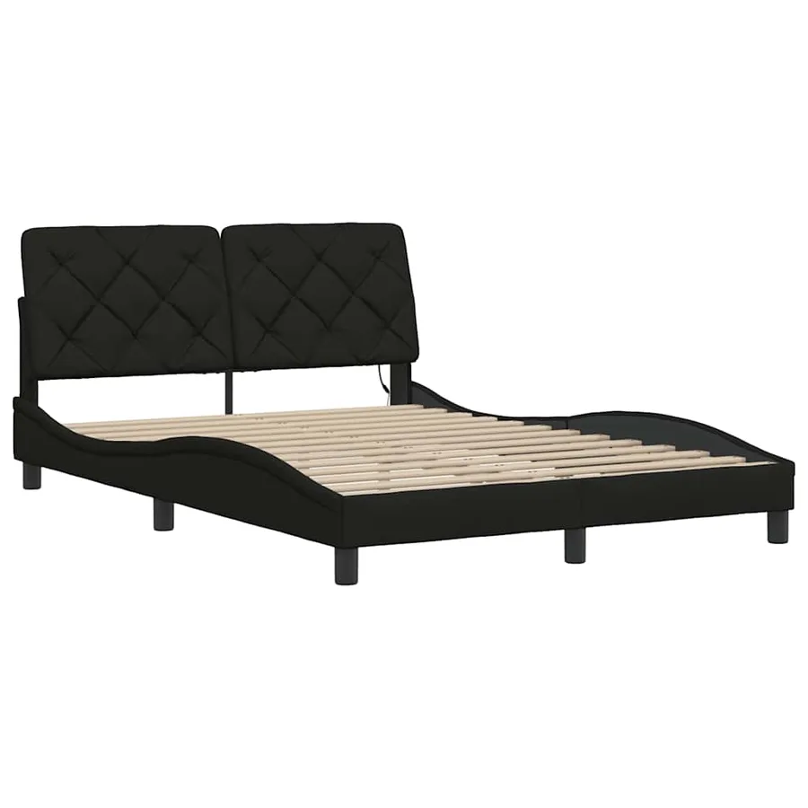 Cadre de lit avec LED sans matelas noir 120x200 cm tissu - 9