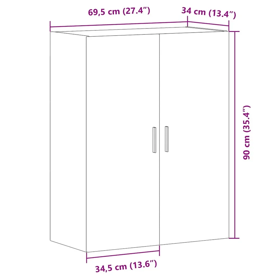 Armoire murale vieux bois 69,5x34x90 cm - 11