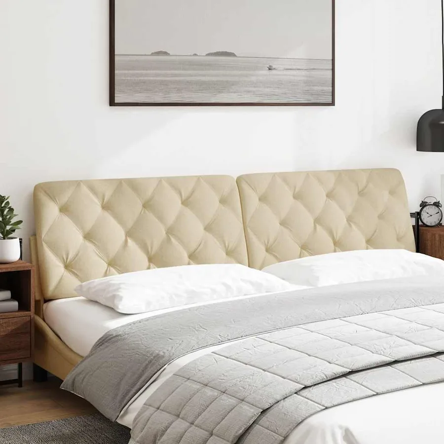 Coussin de tête de lit crème 200 cm tissu - 2