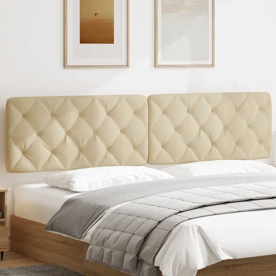 Coussin de tête de lit crème 200 cm tissu - 3
